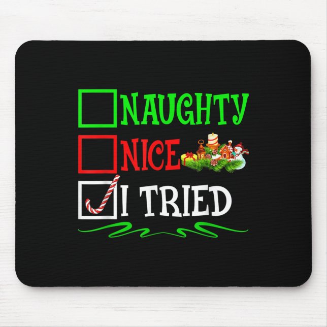 Nice Naughty I Tried Santa Christmas List  Musmatta (Framsidan)