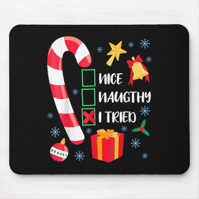 Nice Naughty I Tried Xmas Funny Christmas Family P Musmatta (Framsidan)