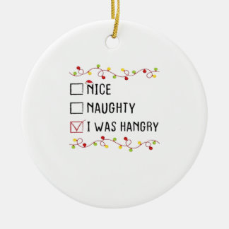 Nice Naughty I Was Hangry List Christmas  Julgransprydnad Keramik