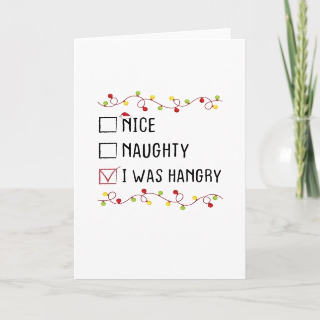 Nice Naughty I Was Hangry List Christmas  Kort (Framsida)