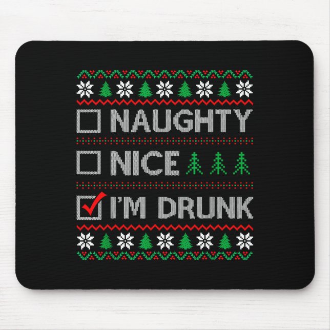 Nice Naughty I'm Drunk Checklist Ugly Christmas Sw Musmatta (Framsidan)