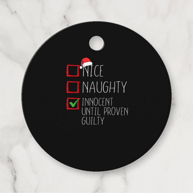 Nice Naughty Innocent Until Proven Gåvor Etiketter (Framsida)