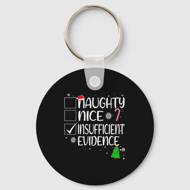 Nice Naughty Insufficient Evidence Christmas Famil Nyckelring (Framsida)