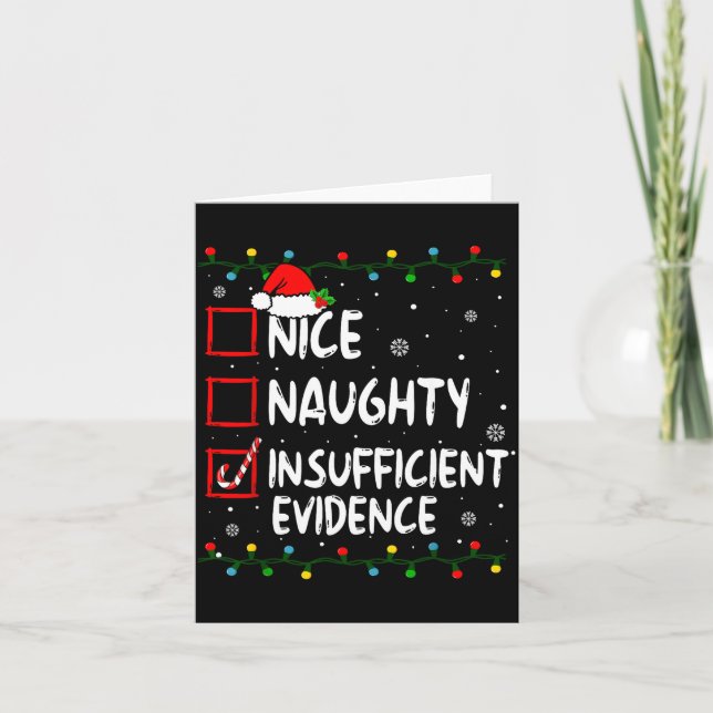 Nice Naughty Insufficient Evidence Christmas Santa Kort (Framsida)