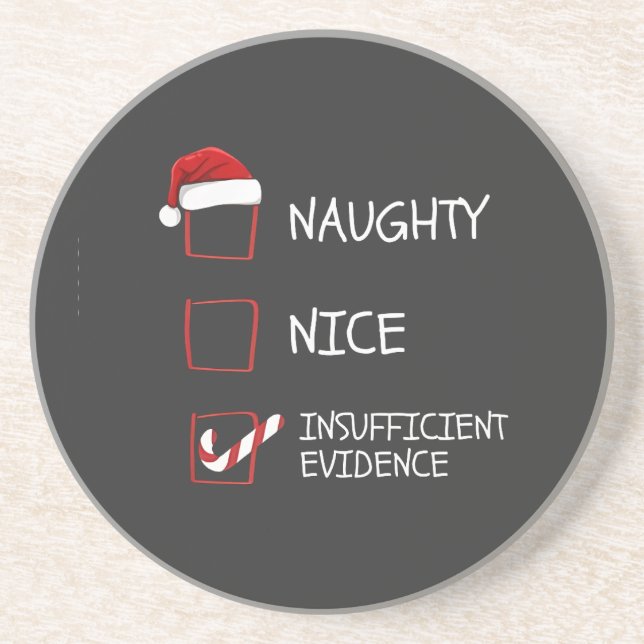 Nice Naughty Insufficient Evidence Santa Christmas Underlägg (Framsidan)