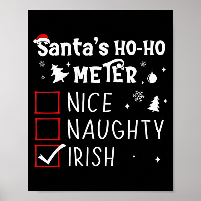 Nice Naughty Irish Christmas List Santa Claus Iris Poster (Framsidan)