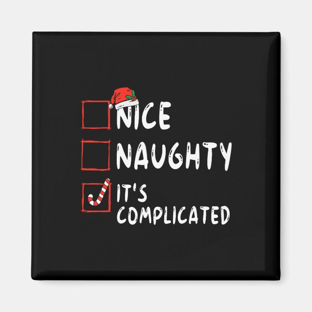 Nice Naughty It's Complicated Christmas List Santa Magnet (Framsidan)