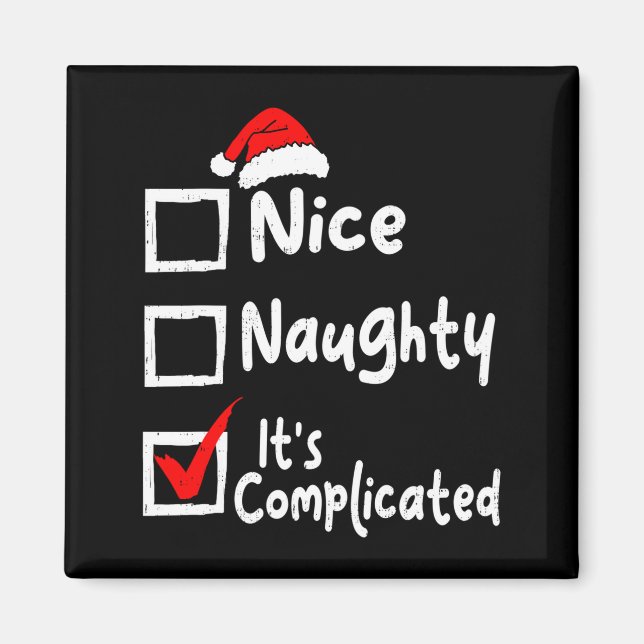 Nice Naughty It's Complicated Funny Christmas List Magnet (Framsidan)