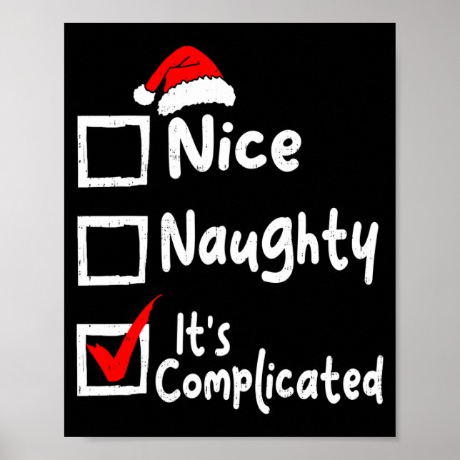 Nice Naughty It's Complicated Funny Christmas List Poster (Framsidan)