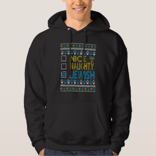 Nice Naughty Jewish Menorah Channukah Ugly Hanukka Hoodie