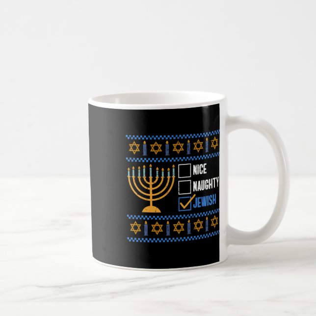 Nice Naughty Jewish Ugly Hanukkah - Hanukkah Kaffemugg (Höger)