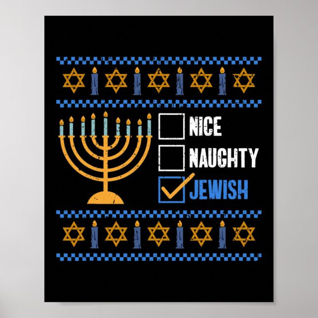 Nice Naughty Jewish Ugly Hanukkah - Hanukkah Poster (Framsidan)