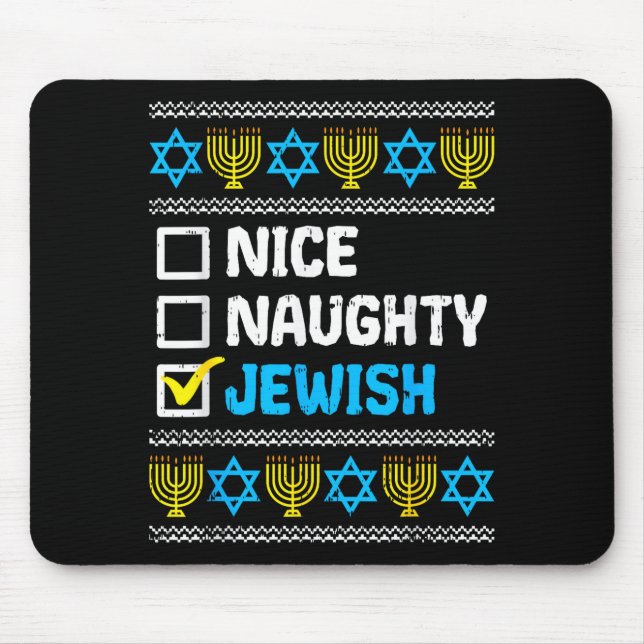 Nice Naughty Jewish Ugly Hanukkah Sweater Chanukah Musmatta (Framsidan)