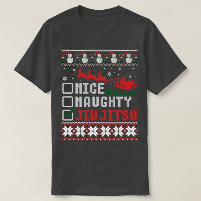 Nice Naughty Jiu Jitsu Ugly Julsötare T Shirt (Design framsida)