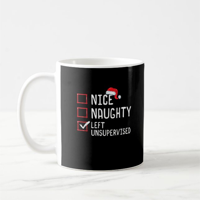 Nice Naughty Left Unsupervised Christmas List  Kaffemugg (Vänster)