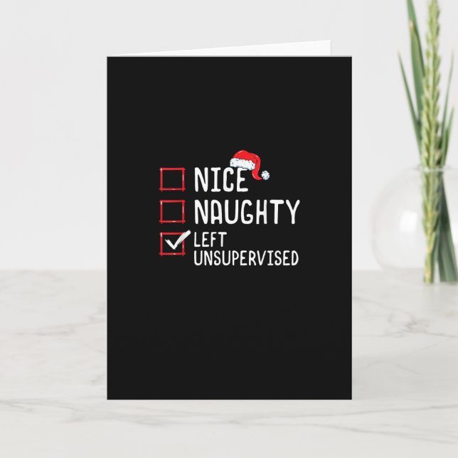 Nice Naughty Left Unsupervised Christmas List  Kort (Framsida)