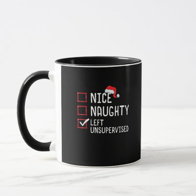 Nice Naughty Left Unsupervised Christmas List  Mugg (Vänster)