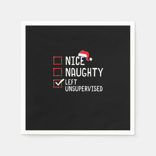 Nice Naughty Left Unsupervised Christmas List   Pappersservett (Framsidan)