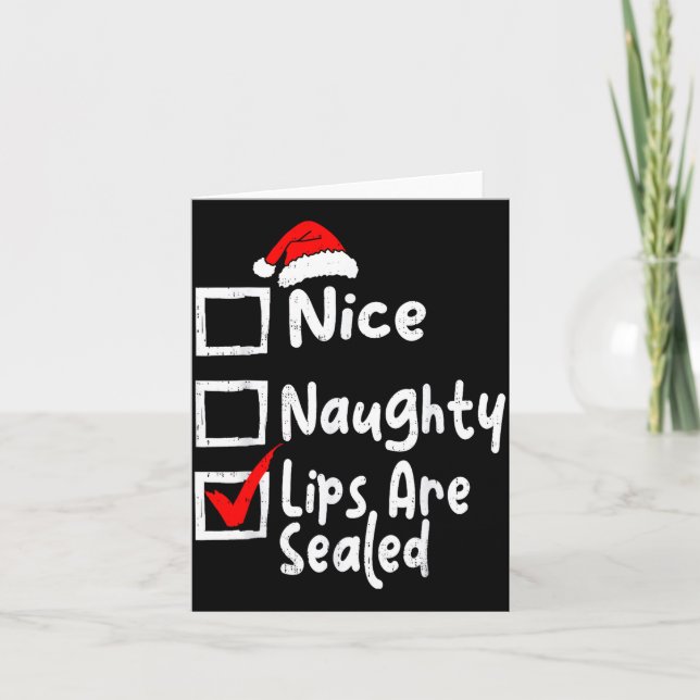 Nice Naughty Lips Funny Christmas List Family Matc Kort (Framsida)