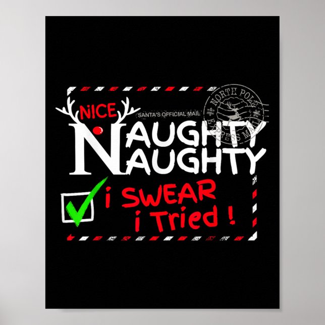 Nice Naughty List I Swear I Tried Christmas Pajama Poster (Framsidan)