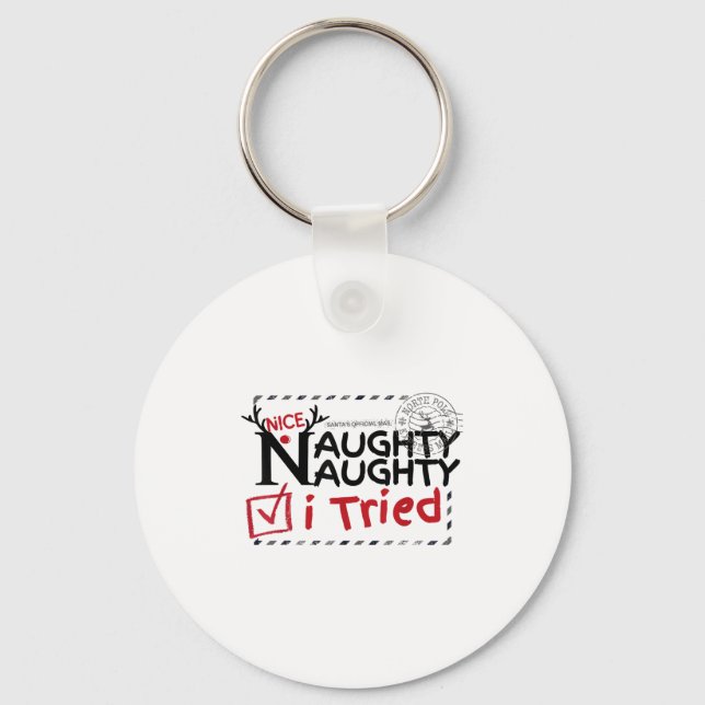 Nice Naughty List I Tried Fun Playful Christmas Pa Nyckelring (Framsida)