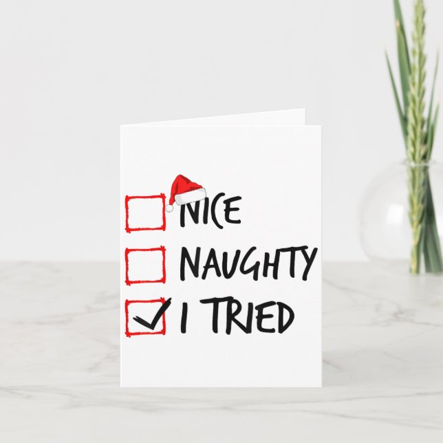Nice Naughty List I Tried Funny Christmas Santa Cl Kort (Framsida)
