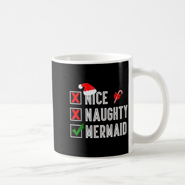 Nice Naughty Mermaid Merry Christmas Santa Claus X Kaffemugg (Höger)