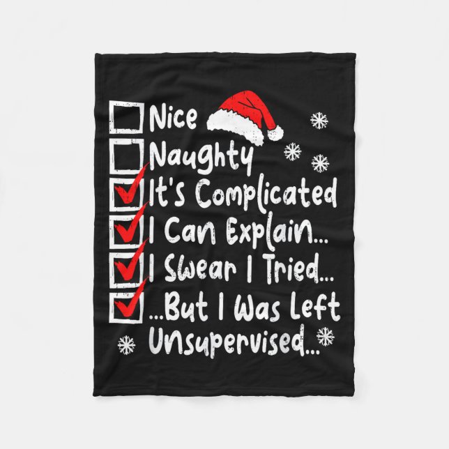 Nice Naughty Multi Checklist Funny Christmas List  Fleecefilt (Framsidan)