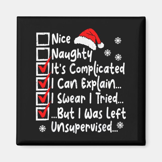 Nice Naughty Multi Checklist Funny Christmas List  Magnet (Framsidan)