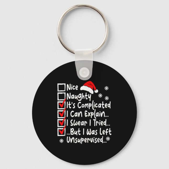 Nice Naughty Multi Checklist Funny Christmas List  Nyckelring (Framsida)
