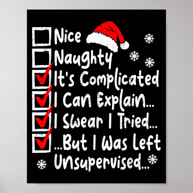 Nice Naughty Multi Checklist Funny Christmas List  Poster (Framsidan)