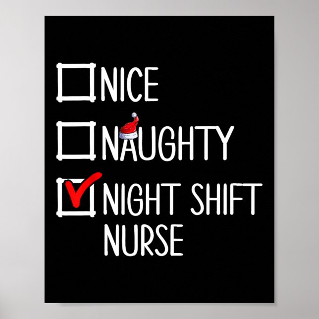 Nice Naughty Night Shift Nurse Shirt Poster (Framsidan)