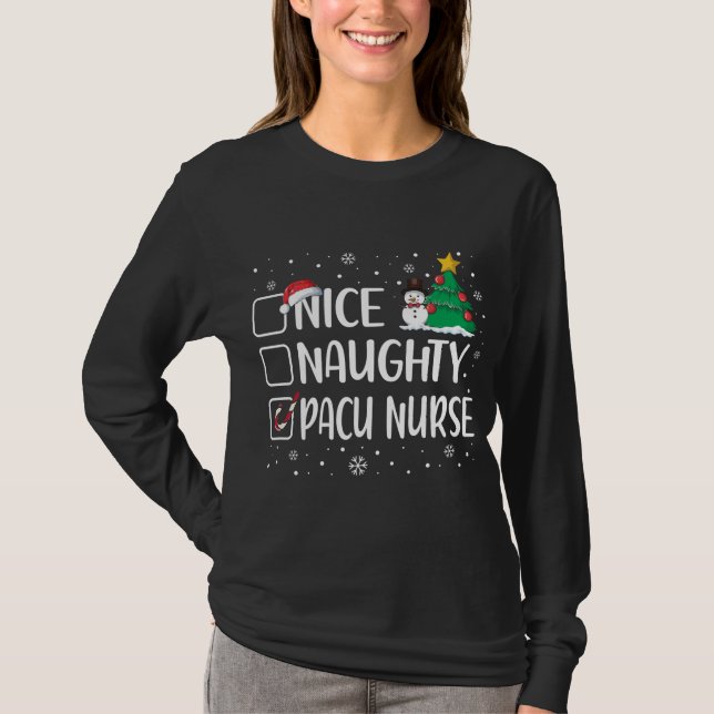 Nice Naughty Pacu Nurse Funny jul Pajama Xma T Shirt (Framsida)