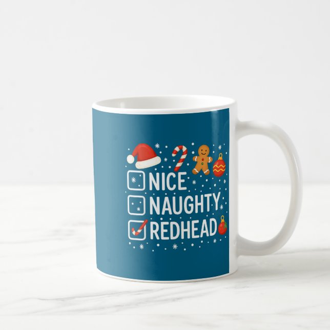 Nice Naughty Redhead Funny Christmas Quote  Kaffemugg (Höger)