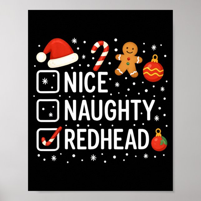 Nice Naughty Redhead Funny Christmas Quote  Poster (Framsidan)