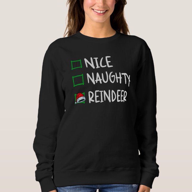 Nice Naughty Reindeer Christmas List Santa Xmas Bo T Shirt (Framsida)
