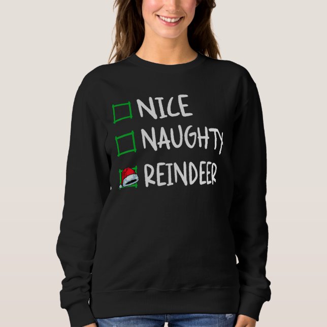 Nice Naughty Reindeer Christmas List Santa Xmas Bo T Shirt (Framsida)