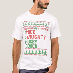 Nice Naughty Rugby Coach Funny Julmatchning T Shirt