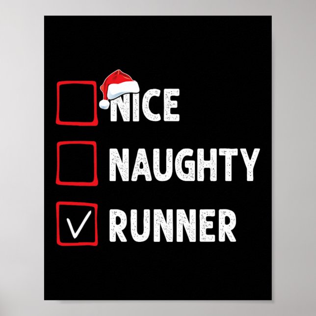 Nice Naughty Runner Running Womens Mens Funny Chri Poster (Framsidan)