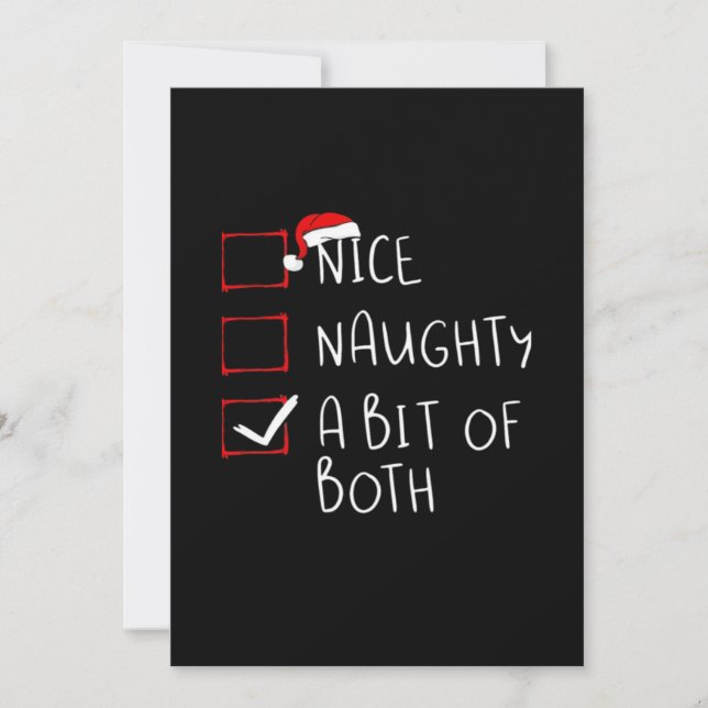 Nice Naughty Santa Hat Humor Vibe Julkort (Framsida)