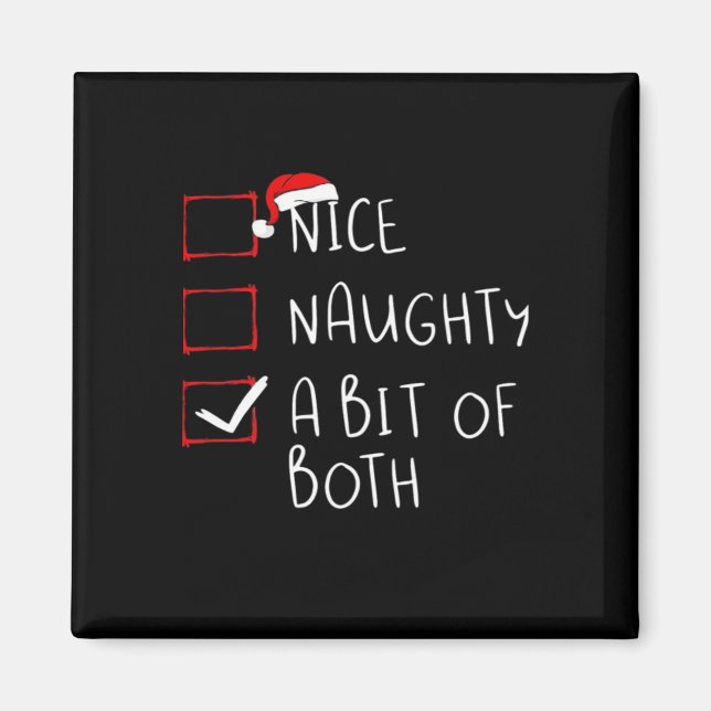 Nice Naughty Santa Hat Humor Vibe  Magnet (Framsidan)