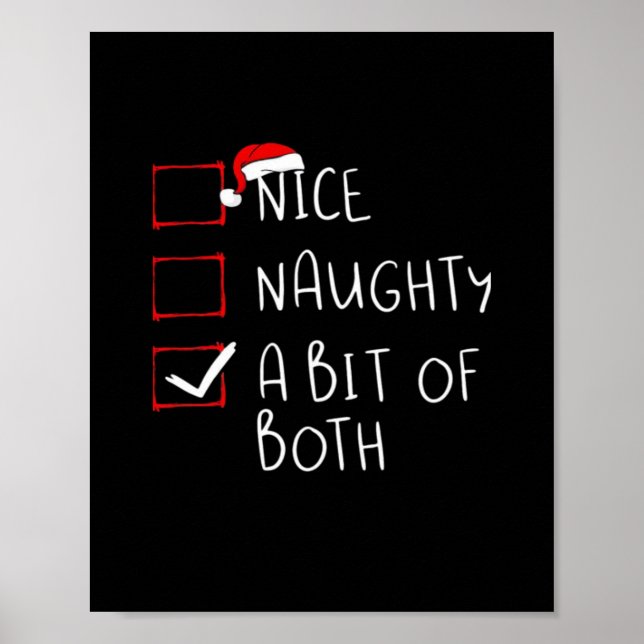Nice Naughty Santa Hat Humor Vibe  Poster (Framsidan)