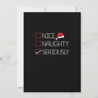 Nice Naughty Seriously Christmas Modern Style Julkort