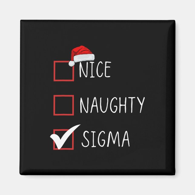 Nice Naughty Sigma List Jultomten Funny Sarcasti Magnet (Framsidan)