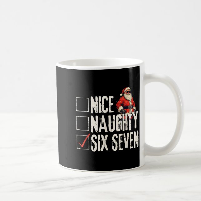 Nice Naughty Six Seven Brainrot Meme 67 Santa Funn Kaffemugg (Höger)