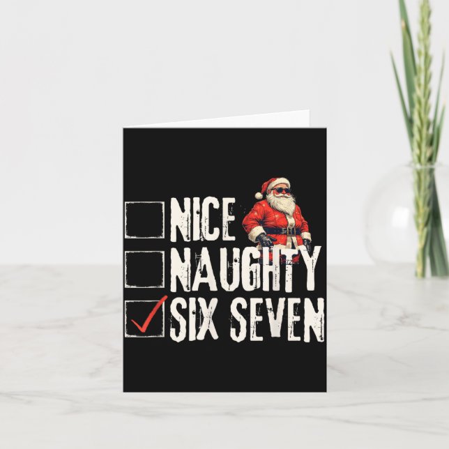 Nice Naughty Six Seven Brainrot Meme 67 Santa Funn Kort (Framsida)