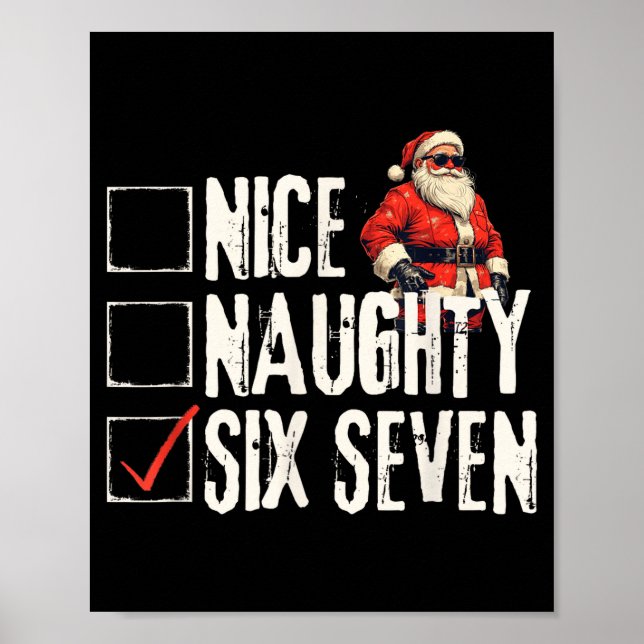Nice Naughty Six Seven Brainrot Meme 67 Santa Funn Poster (Framsidan)