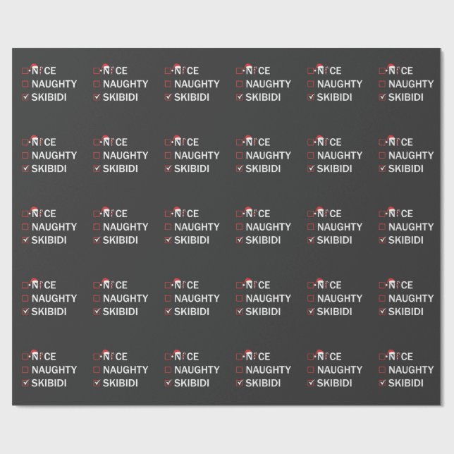 Nice Naughty Skibidi Funny Christmas Gen Alpha  Presentpapper (Platt)