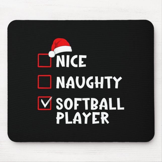 Nice Naughty Softball Player Funny Christmas List  Musmatta (Framsidan)