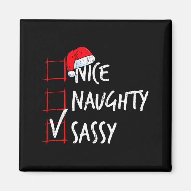 Nice Naughty Sy Christmas List Santa Costume Xmas  Magnet (Framsidan)